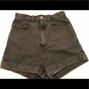 American Apparel Denim High-Waist Cuff Short